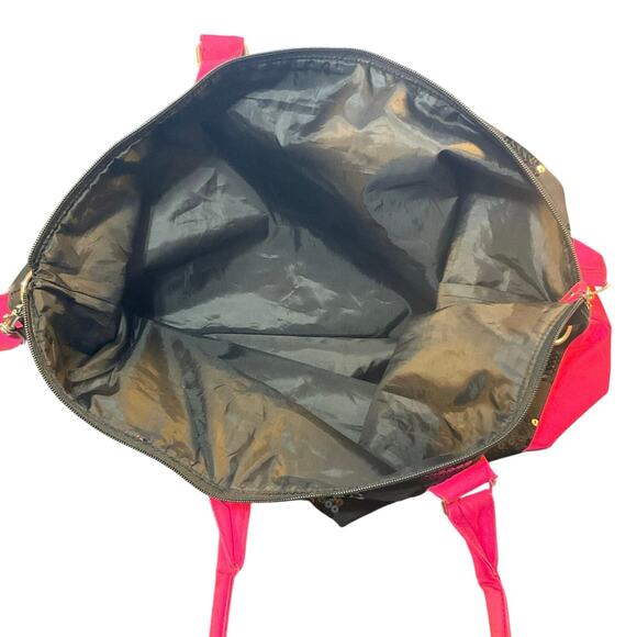 Victoria Secret Pink and Black Sequin Stripe Weekender Shoulder Tote Bag - Picture 3 of 9